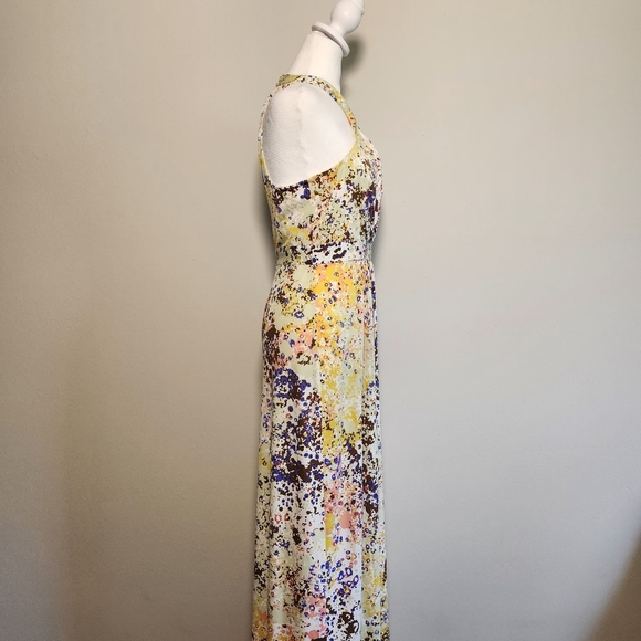 GUESS Multicolor Yellow Summer Halter Keyhole Neck Maxi Dress 6 - Picture 5 of 12